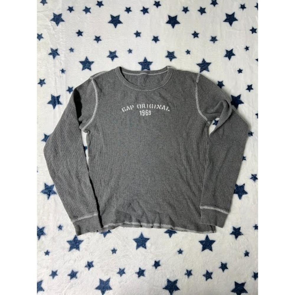 GAP Original 1969 Grey Waffle Long-Sleeve Thermal Shirt – Women's Medium